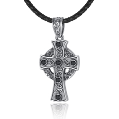 EVBEA Collar para hombre Piedra cruzada Biblia versículo oración religiosa colgante con caja de regalo de joyería negro para papá padre