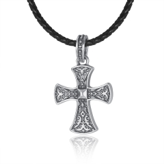 EVBEA Herren Halskette Kreuz Stein Bibel Vers religiöse Gebet Anhänger mit schwarzem Schmuck Geschenkbox für Papa Vater