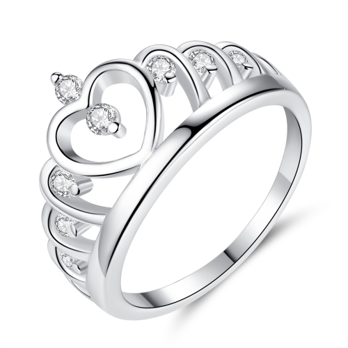 EVBEA Crown Ring for Women White Gold Plated Princess Crown Promise Rings with Diamonds Jewellery for Women with Gift Box