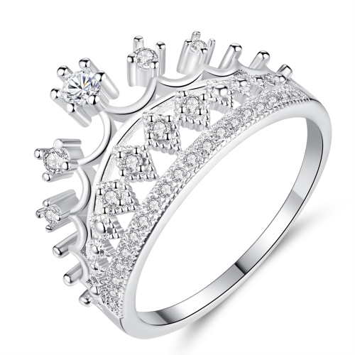 EVBEA女士戒指白金鍍金公主皇冠承諾戒指，配有禮品盒的女士鑽石首飾