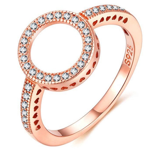 EVBEA Sterling Silver Rings Rose Gold Cubic Zirconia Pave Rigns for Women Crown Promise Rings for Her