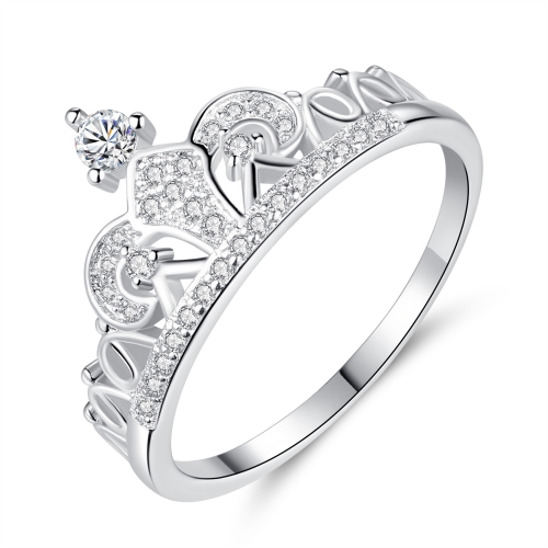 Bague EVBEA Crown pour les femmes en plaqué or blanc Princesse Crown Promise Rings avec diamants Bijoux pour femmes avec boîte-cadeau