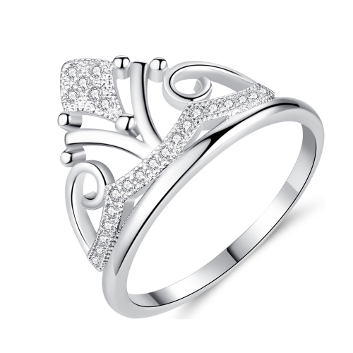 EVBEA女士戒指白金鍍金公主皇冠承諾戒指，配有禮品盒的女士鑽石首飾