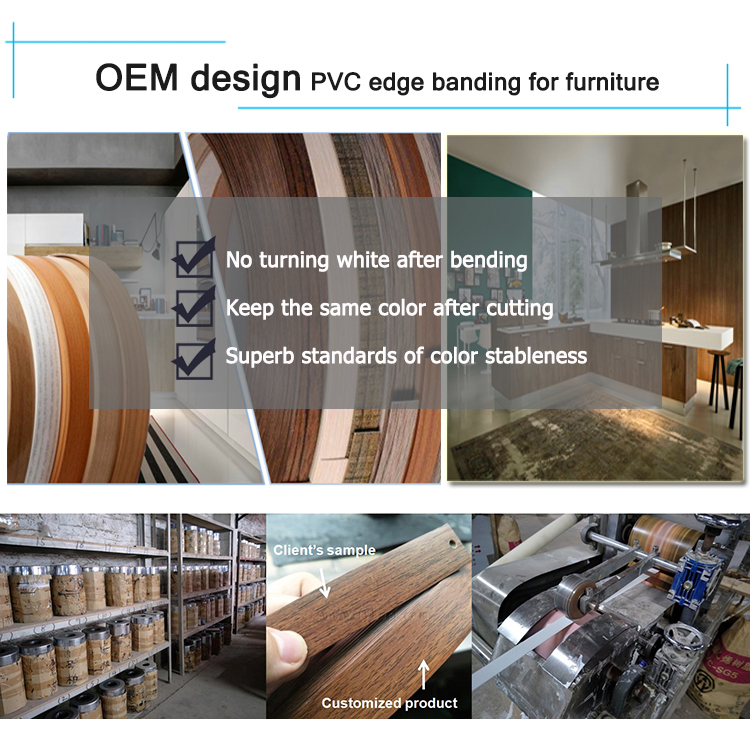 Online shop china furniture flexible plastic edge trim stone grain edge banding kinds wooden color pvc edge banding tape