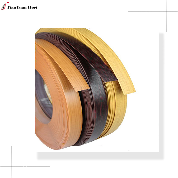 laminated wood grain plastic desk edging decorative door MDF edge band tape for 2mm kitchen cabinet pvc edging strip