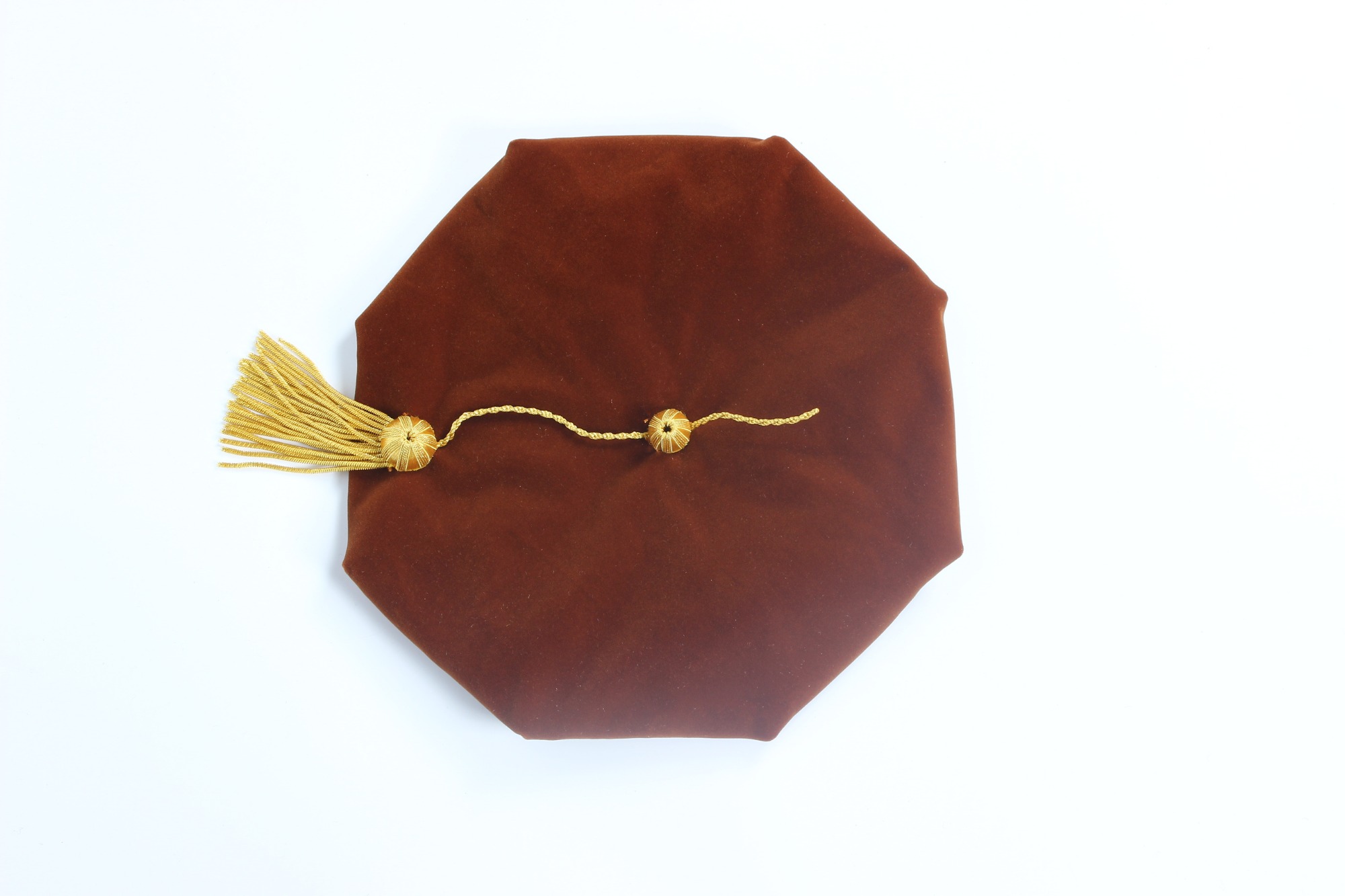 8 Side Graduation Doctoral Tam Brown Velvet Gold Tassel 6756