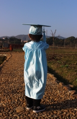Kindergarten Graduation Gown Cap Tassel Set -sky bule