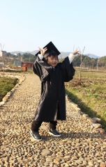 Shiny Graduation Gown Cap Tassel Set for Kindergarten Black