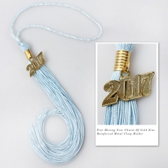 Single Color Graduation Tassel-Sky Bule with Year Charm