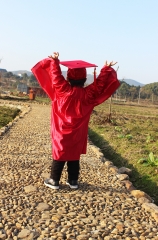 Shiny Graduation Gown Cap Tassel Set for Kindergarten Red