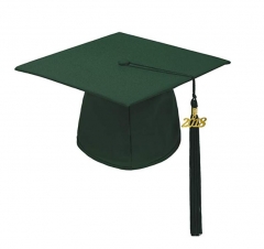 Popular Matte Graduation Cap With Tassel In  Atrovirens