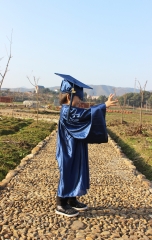 Shiny Graduation Gown Cap Tassel Set for Kindergarten Dark Blue