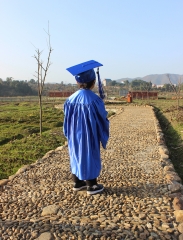 Shiny Graduation Gown Cap Tassel Set for Kindergarten Royal Blue