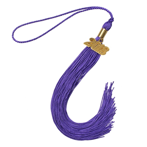 Single Color Graduation Tassel-Purple  with Year Charm