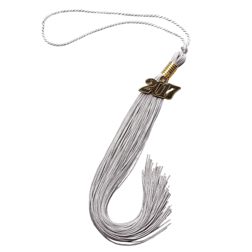 Single Color Graduation Tassel-Silver  with Year Charm