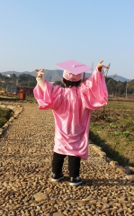 Shiny Graduation Gown Cap Tassel Set for Kindergarten Pink