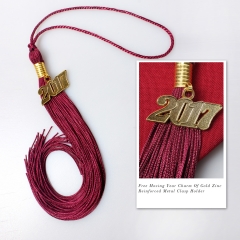 Single Color Graduation Tassel-Magneta Color with Year Charm