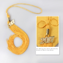 Single Color Graduation Tassel-Yellow with Year Charm