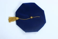 8-Side Graduation Doctoral Tam Royal Blue Velvet Gold Tassel