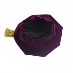 8-Side Graduation Doctoral Tam Maroon Velvet Gold Tassel