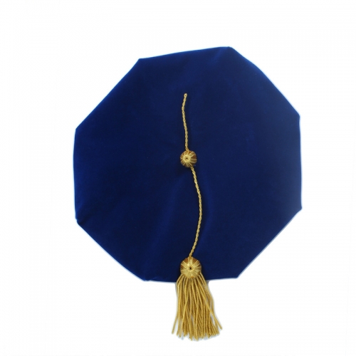 8-Side Graduation Doctoral Tam Royal Blue Velvet Gold Tassel