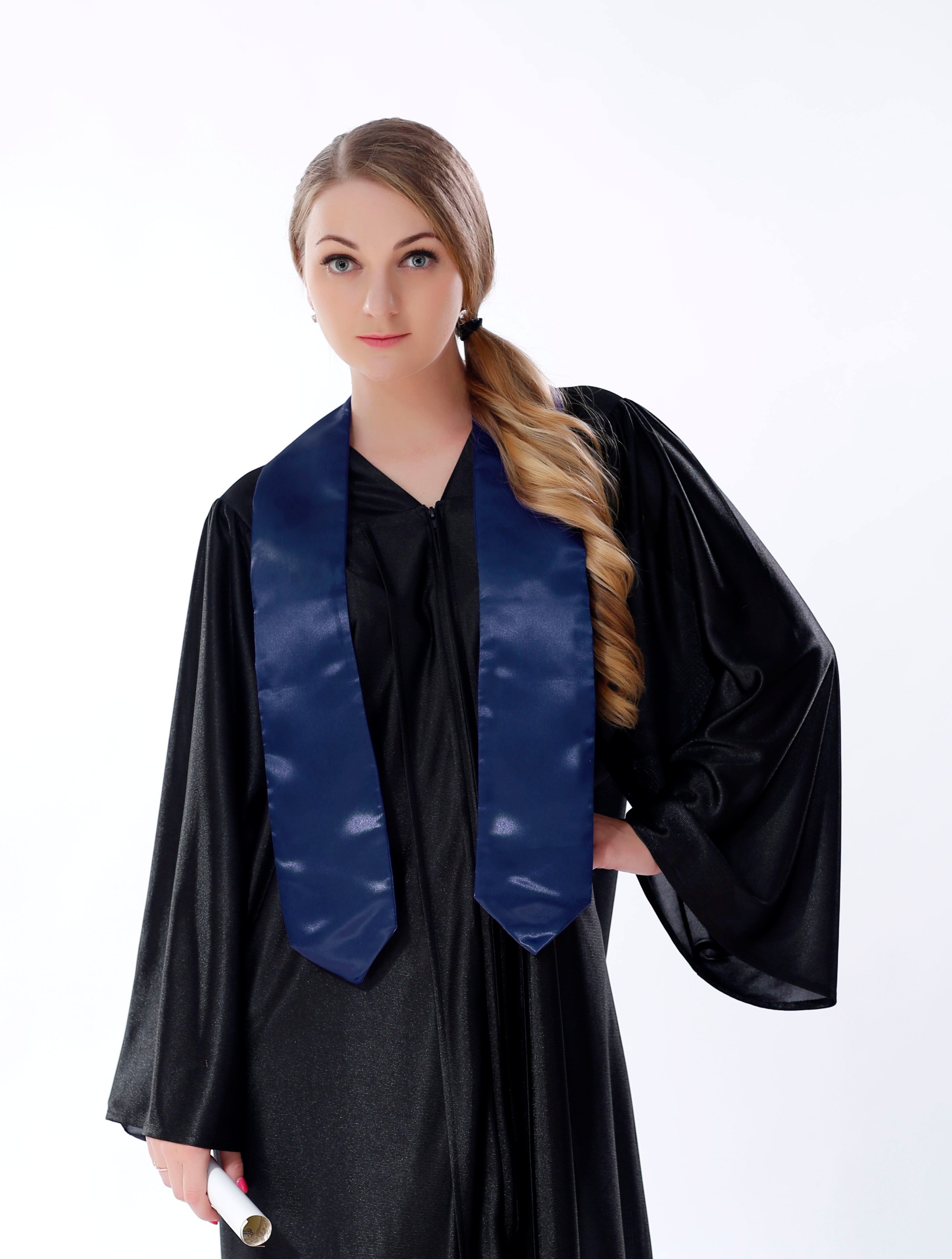 Unisex Adult Plain Graduation Stole Navy