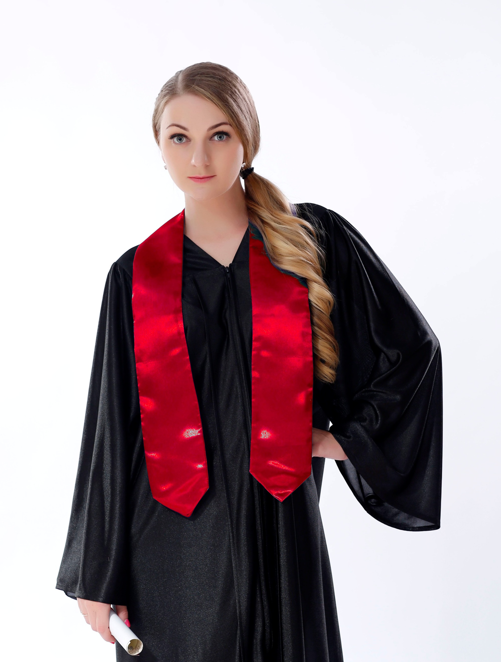 unisex-adult-plain-graduation-stole-red