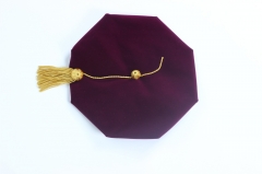 8-Side Graduation Doctoral Tam Maroon Velvet Gold Tassel