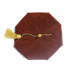 8-Side Graduation Doctoral Tam Brown Velvet Gold Tassel