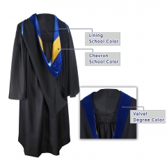 Graduation Deluxe Master Hood Royal Blue Gold