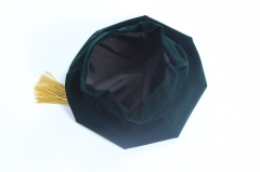 8-Side Graduation Doctoral Tam Dark Green Velvet Gold Tassel