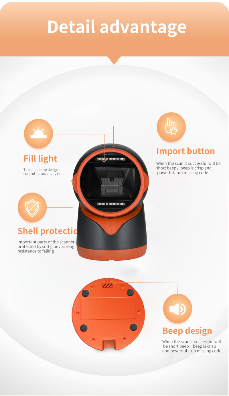 Winson WAI-5900 Desktop Barcode Scanner USB QR Code Reader for Store