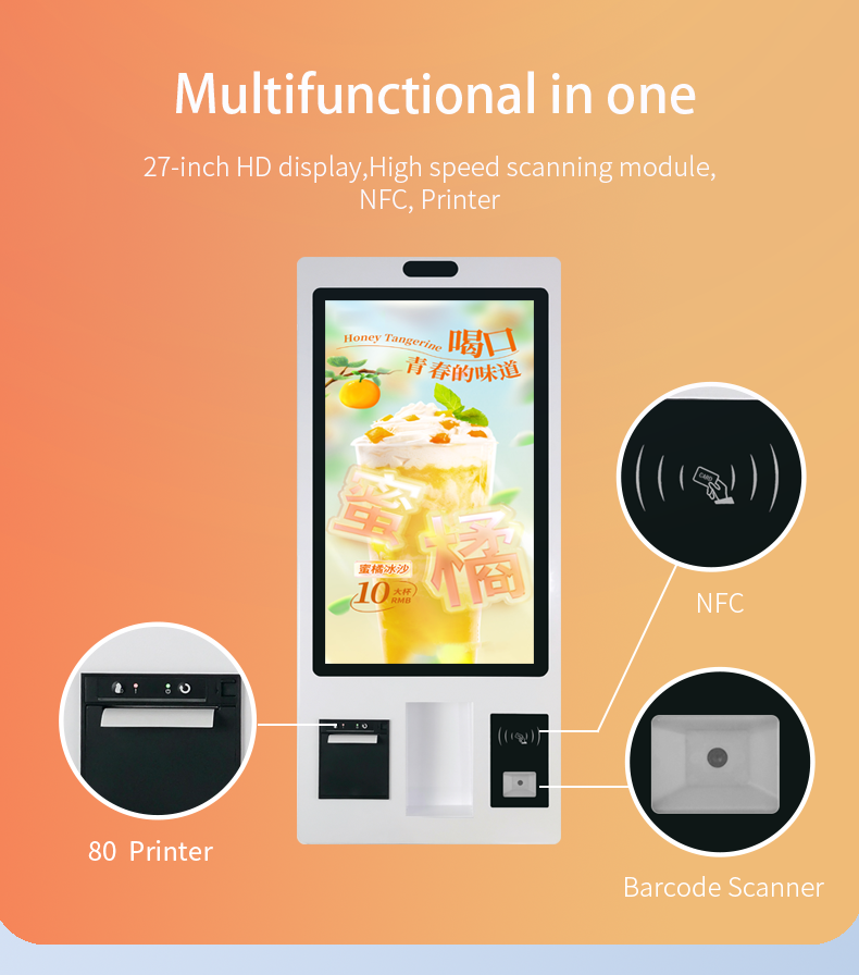 27 Android Self Ordering Kiosk for Restaurant Use Touch Screen Terminal