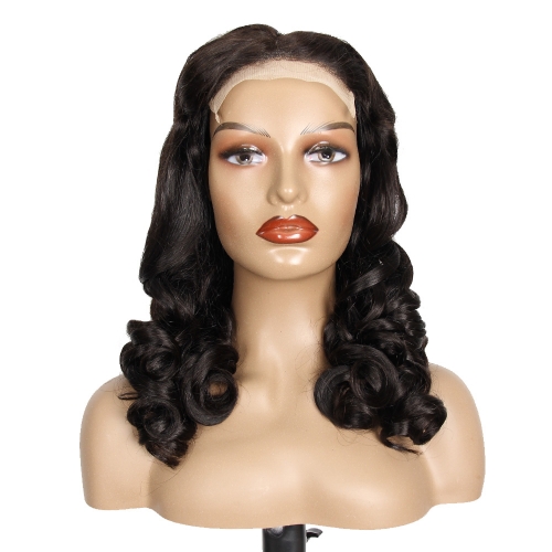 JIFANYAO HAIR - 03 Transparent lace 5*5 Bouncy curly wig #1B 20"