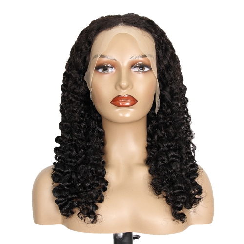 JIFANYAO HAIR - 02 Transparent lace 13*4 Burmese curly wig #1B 22"