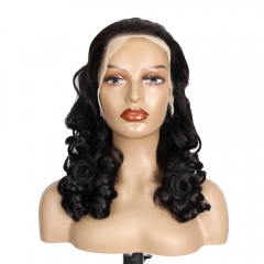 JIFANYAO HAIR - 04 Transparent lace 13*4 Bouncy curly wig #1B 20"