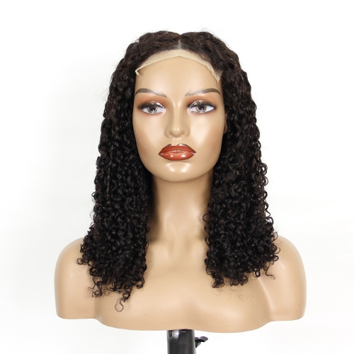 JIFANYAO HAIR - 01 Transparent lace 5*5 Pissy curly wig #1B 20"