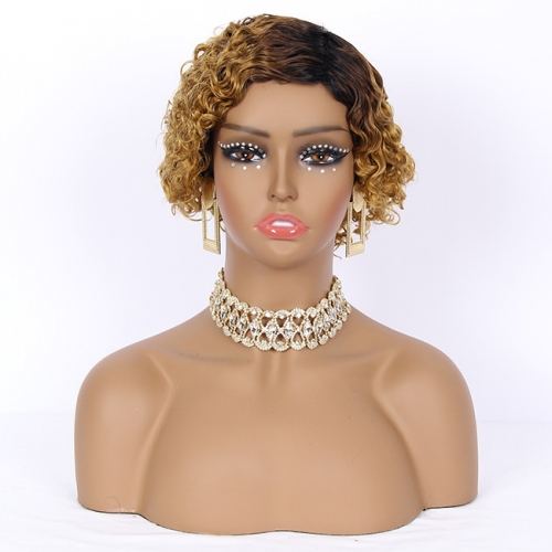 JFANYAO HAIR- 13 Pixie Cut Wig #1B/30 7"