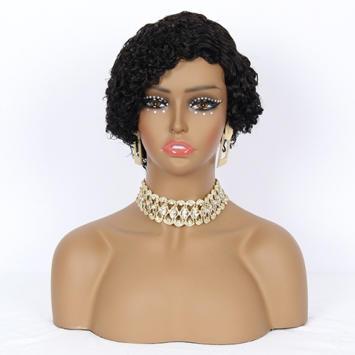 JFANYAO HAIR- 13 Pixie Cut Wig #1B 7"