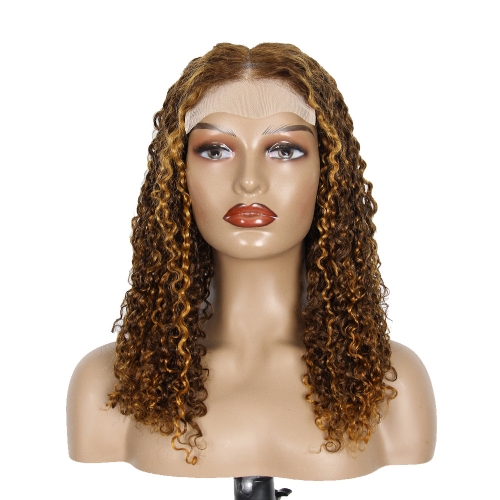 JIFANYAO HAIR - 01 Transparent lace 5*5 Pissy curly wig #P4/30 20"