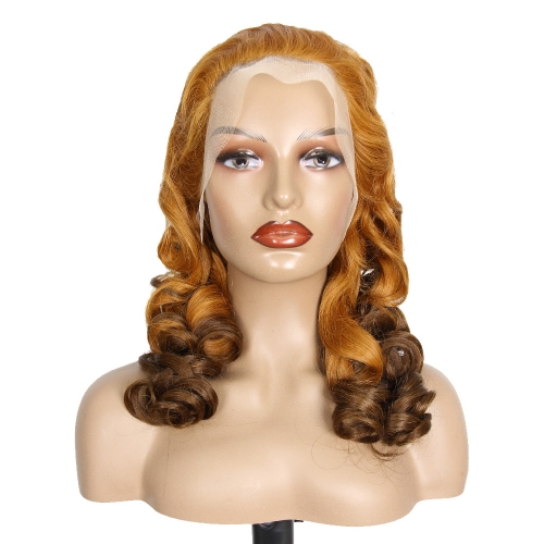 JIFANYAO HAIR - 04 Transparent lace 13*4 Bouncy curly wig #T30/4 20"