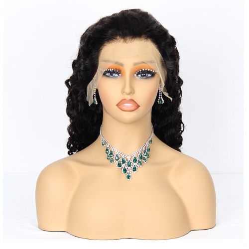 JIFANYAO HAIR - 24 13x4 lace wig S-08 curly wig #1B 16"