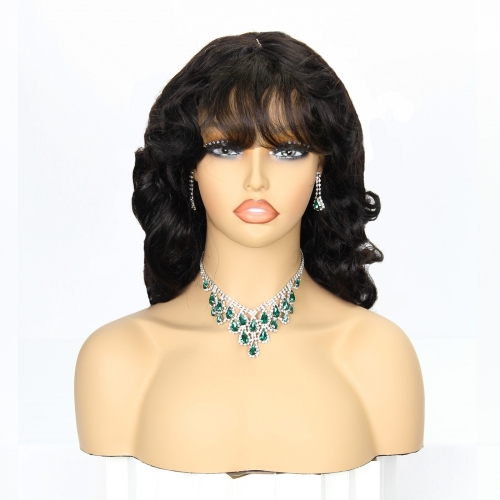 JIFANYAO HAIR - 35 Q 3x1 Bang Wig Bouncy Curly #1B 22''