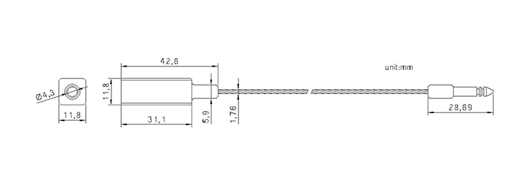 Fixed length heavy duty cable locks CAD