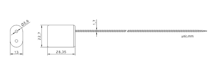 Trailer theft protection cable seal galvanized wire seal CAD