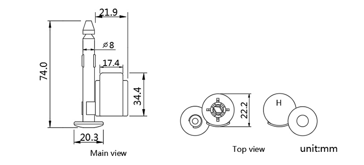 Anti spin security bolt seals CAD