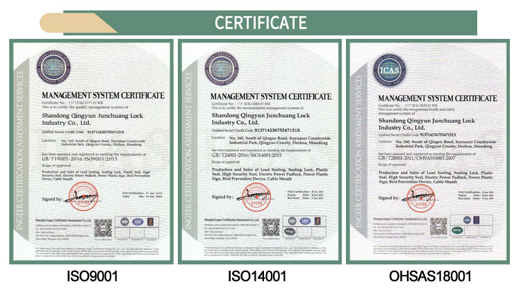 ISO7712 vedação de parafuso de recipiente dividido JCBS205