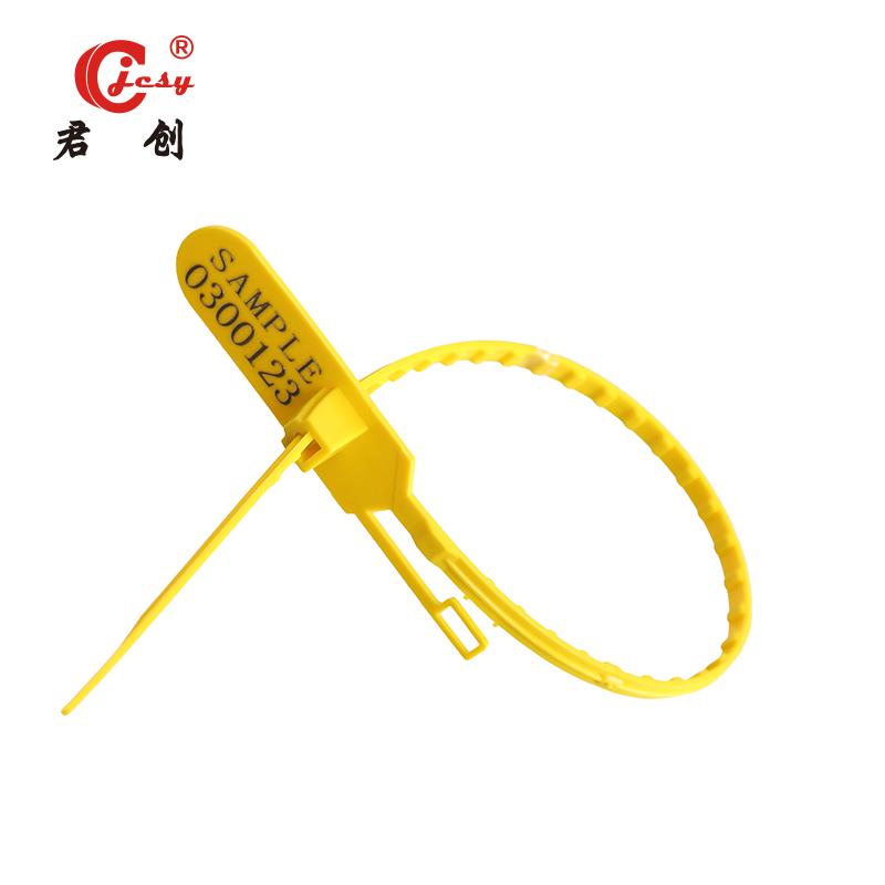 Adjustable length pull tight plastic seal JCPS308