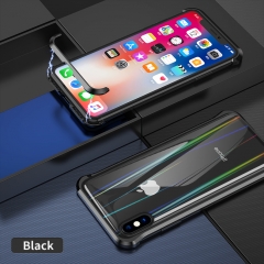 The 3rd Gen Magnetic Adsorption of No Edge Metal Bumper Case for iPhone XS MAX，Clear Tempered Glass Hard Back Cover