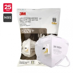 3M KN95 Particulate Respirator 9502V+ with Exhalation Valve (Pack of 25)